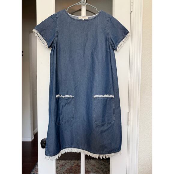 Ann Mashburn Denim Fringe cotton Shift Dress size small - Picture 1 of 7